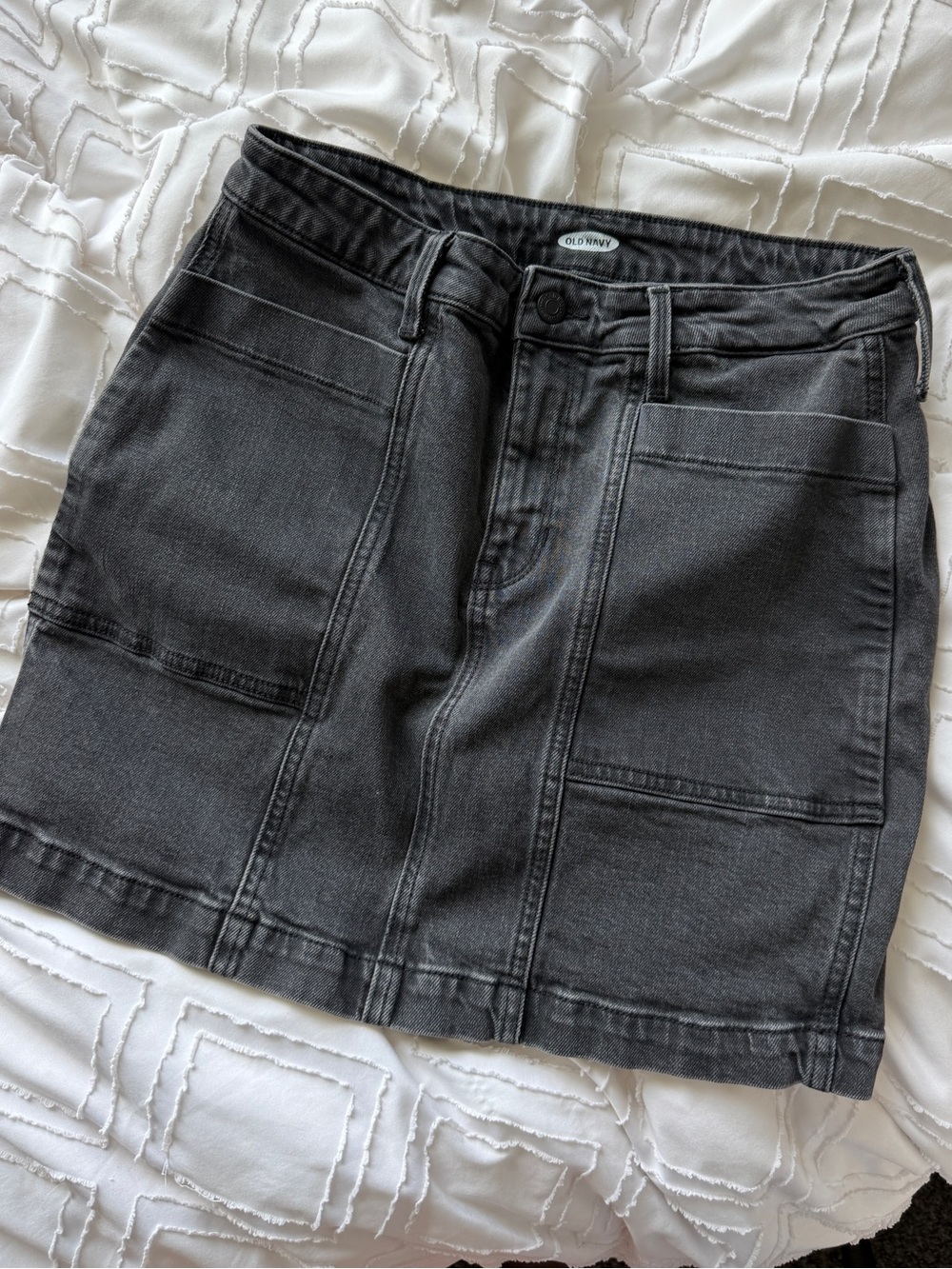 Old Navy Black Denim Utility Mini Skirt